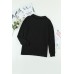 Black Button Front Turn-down Neck Knit Top