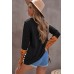 Black Leopard Tribal Print Splicing Long Sleeve Top