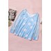 Sky Blue Daisy Print Mesh Patchwork Long Sleeve Top