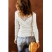 White Lace Patch Slim-fit Long Sleeve Top