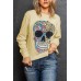 Antique Leopard Flower Skull Halloween Graphic Top