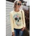 Antique Leopard Flower Skull Halloween Graphic Top