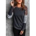 Black Leopard Striped Long Sleeve Top
