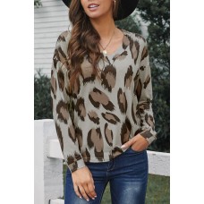 Leopard V Neck Long Sleeve Top