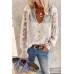 V Neckline Sequin Shoulder Long Sleeve Lace Top