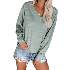 Green The Morning View Thermal Knit Top