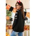 Ripped Sleeve Leopard Tie-dye Pumpkin Graphic Top