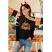 Ripped Sleeve Leopard Tie-dye Pumpkin Graphic Top