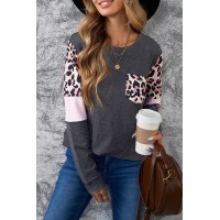 Family Matching Mom's Leopard Splicing Long Sleeve Top