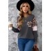 Family Matching Mom's Leopard Splicing Long Sleeve Top
