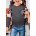 Family Matching Mom's Leopard Splicing Long Sleeve Top